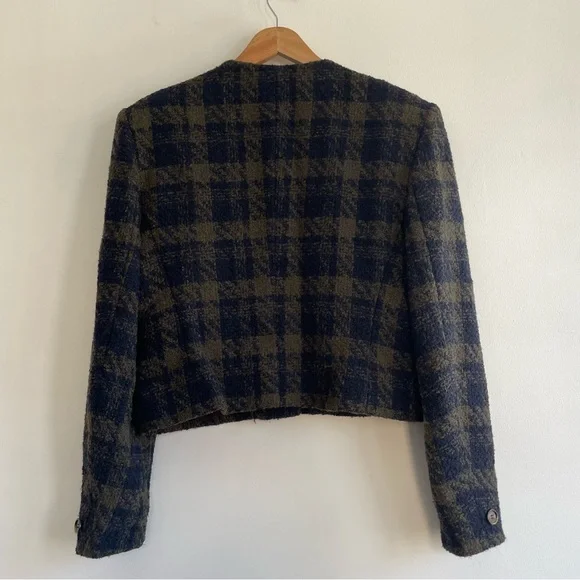 Vintage Wool Plaid Cropped Jacket - Picture 5 of 12